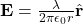 \mathbf{E} = \frac{\lambda}{2\pi\epsilon_{0}r} \hat{\mathbf{r}}