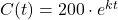 C(t) = 200 \cdot e^{kt}