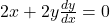 2x + 2y \frac{dy}{dx} = 0