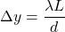 \[ \Delta y = \frac{\lambda L}{d} \]